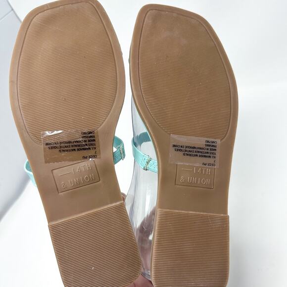 NEW 14th & Union Cece Blue Chill Croco Flat Slide Toe Thong Sandals, NEW Size 7 - Picture 11 of 14